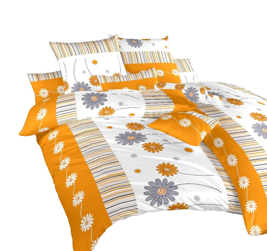 Obrázek z Povlečení bavlna Gardénie oranžová 240x200, 2x70x90 cm 